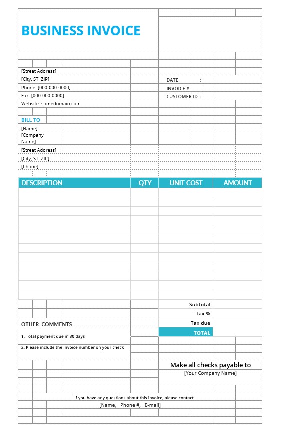 Basic Business Invoice Template PSD template